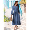 Seta T Women's Swiss Dot Long Sleeve Square Neck A-Line Tiered Boho Long Dress with Pockets - 3 of 4