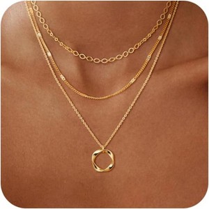 Summit Adventure Layered Gold Necklaces for Women – 14K Gold Plated/Silver Stackable Chains, Trendy Jewelry Set Gift - 1 of 4