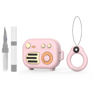HTUTWOO Retro Radio AirPods Pro Case, Silicone Protective Cover with Finger Ring Keychain and Cleaner Kit - 1 of 4