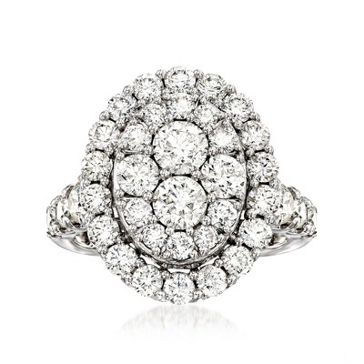 Ross-Simons 3.50 ct. t.w. Diamond Cluster Oval Ring in 14kt White Gold