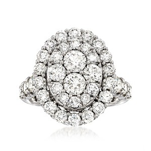 Ross-Simons 3.50 ct. t.w. Diamond Cluster Oval Ring in 14kt White Gold - 1 of 4