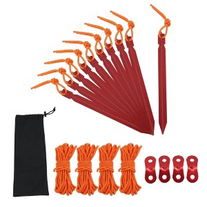 Unique Bargains Reusable 10xNails 1xBag 4xRopes 4xDouble Eye Rivets Tent Pegs 1 Set - 1 of 4