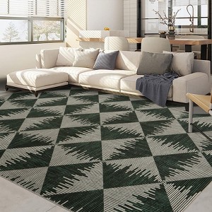Geometric Diamond Washable Non Slip Area Rug Kitchen Runners for Laundry Room Retro Striped Indoor Rug - 1 of 4