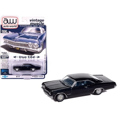 1965 Chevrolet Impala SS 396 Danube Blue Metallic with Blue Interior "Vintage Muscle" 1/64 Diecast Model Cars by Auto World