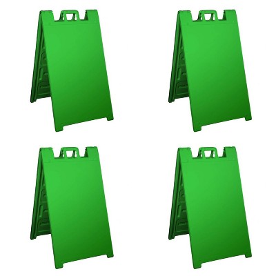 Plasticade Signicade Portable Folding Sidewalk Double Sided Sign, Green (4 Pack)