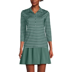 Lands' End Women's 3/4 Sleeve Active Polo Shirt - 1 of 3