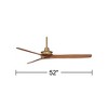 Casa Vieja 52" Windspun Modern Indoor Ceiling Fan 3 Blade Remote Control Brass Finish Motor Walnut Finish Wood Blades Bedroom Living Room Kitchen - 4 of 4