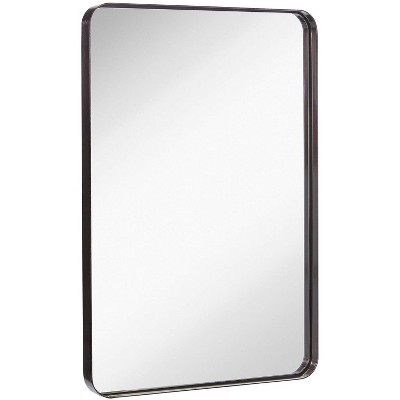 Bronze Rectangular Metal Frame Wall Mirror, 24" x 36"