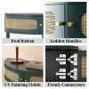 FURNIinspire Console Tables Unique Half Moon Console Table, Living End Table Display Table with Rattan Storage for Entryway, Green, 15.75"*31.5"*32.3" - 4 of 4