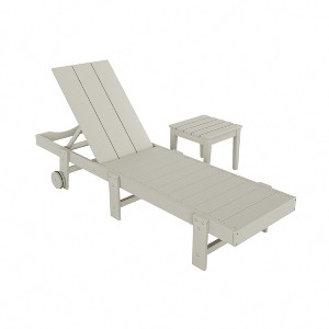 WestinTrends Ashore Modern Poly Reclining Chaise Lounge With Wheels plus side table included - 1 of 4