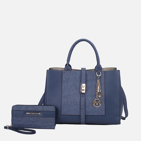 MKF Collection Tote Bag Women’s Structured Set with Wallet, Yola | MKF Collection by Mia K – Navy