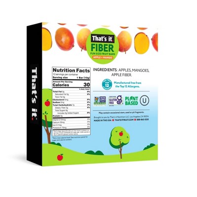 That's It. Fiber Fun Size Apple + Mango Fruit Bars - 0.35oz/12ct