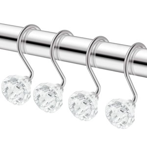 Home Mart Goods 12 Piece Set - Crystal Clear Accent Shower Curtain Hooks Rings Rustproof - 1 of 4