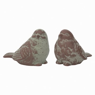 Transpac Clay Distressed Sienna Bird Set of 2 Decorative Figurines Multicolored Tabletop Decor for Indoor Spaces
