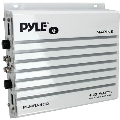  Pyle PLMRA400 Elite Series 400 Watt 4 Channel Waterproof Marine Boat Audio Sound System Amplifier with Dual MOSFET Supply, & Gain Level Control, White 