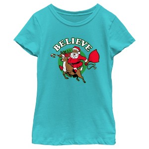 Girl's Lost Gods Believe Santa Candy Cane T-Shirt - 1 of 4