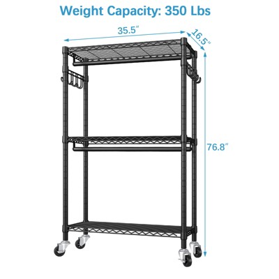 Vipek V12 Medium Heavy Duty Rolling Garment Rack 3 Tiers Clothes Rack ...