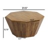 Vynxaria Octagonal Natural Rubber Wood Coffee Table - Stylish & Versatile Design - 3 of 4