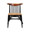 bali & pari Parthenia Mid-Century Modern Two-Tone Black and Walnut Brown Finished Mahogany Wood and Natural Rattan Dining Chair - 3 of 4