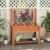 Tangkula Raised Garden Bed w/ Trellis Wooden Elevated Planter Box w/ Legs & Liner Brown - 3 of 4
