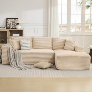 108" L-Shaped Corduroy Sectional Sofa - Plush Modular Couch with Left Chaise, No Assembly Required, Modern Lounge Sofa for Living Room - 1 of 4