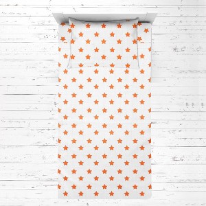 Bacati - Stars Orange Muslin 3 pc Toddler Bed Sheet Set 100 percent cotton - 1 of 4