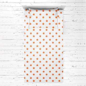 Bacati - Stars Orange Muslin 3 pc Toddler Bed Sheet Set 100 percent cotton
