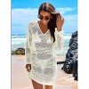 Coolmee Women's Sweater Swimsuit Cover Up Crochet Bathing Suit Mesh Swimwear Knit Pullover Beach Dress - 2 of 3