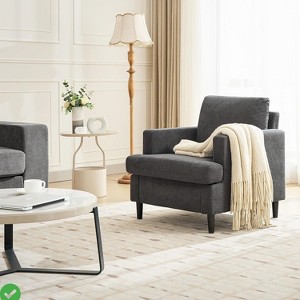 Oversized Cloud Chair Linen Living Room Chair Mid Century Modern Armchair w/ Thick Cushion & Leg - 1 of 4