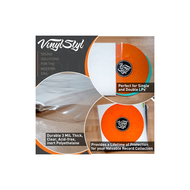 Vinyl Styl® 12 Inch Outer Record Sleeves - Resealable Flap - 50 Count (Clear), 2 of 5