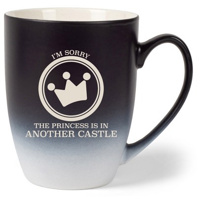 100 North Crown Design 10 Ounce Black and White Two Toned Ombre, Comfortably Fits Your Hands, Ceramic Tea Coffee Cup Mug, I'm Sorry The Princess Is In