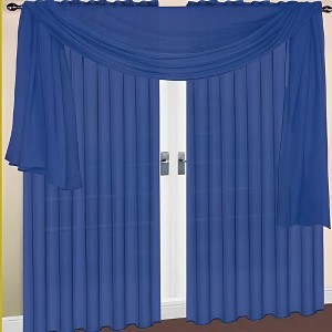 Ramallah Trading Celine Sheer Rod Pocket Top Panel 60" x 90" Navy Blue - 1 of 3