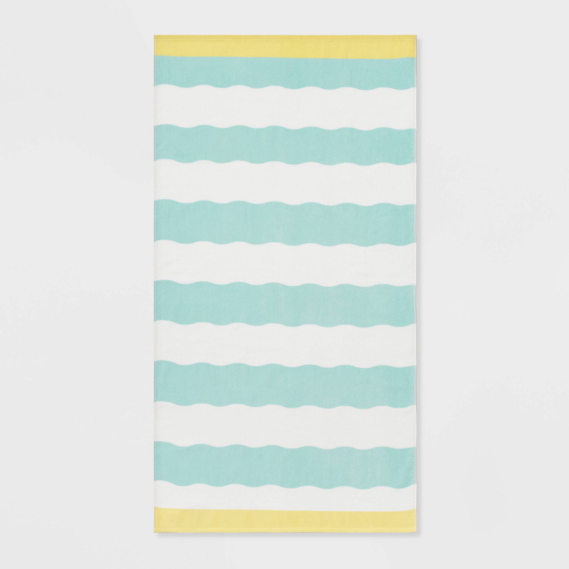 Wavy Stripe Beach Towel Teal/White - Sun Squad™