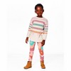 Deux par Deux Girl Organic Cotton Jersey Leggings with Coral Flowers - 2 of 4