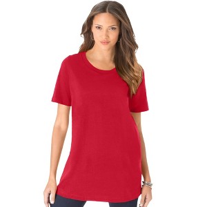 Roaman's Women's Plus Size Crewneck Tee - 1 of 2