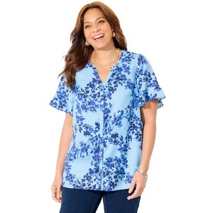 Catherines Women's Plus Size Petite Isabella Romance Blouse - 1 of 4