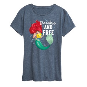 Women's - Disney Princess - Ariel And Flounder Fearless And Free Short Sleeve Graphic T-Shirt - 1 of 4