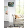360 Lighting Abba Modern Floor Lamp Standing 66" Tall Brushed Nickel Silver Metal Peacock Print Drum Shade for Living Room Bedroom Office House Home - 2 of 3