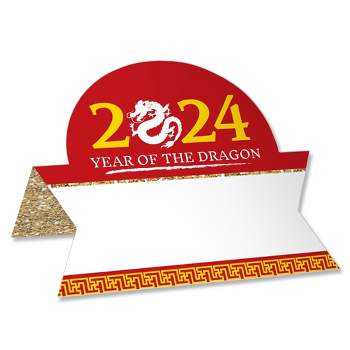Big Dot of Happiness 2024 Year of the Dragon - Lunar New Year Tent Buffet Card - Table Setting Name Place Cards - Set of 24