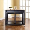 Wood Top Kitchen Prep Cart with 2 Upholstered Saddle Stools Black - Crosley: Mobile Island, Storage, Towel Bar - 4 of 4
