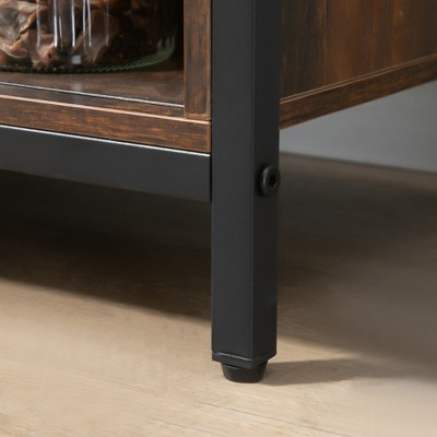 Rustic Brown Industrial Storage Sideboard with Sliding Barn Doors
