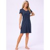 INSPIRE CHIC Women's Short Sleeve Button Down Crewneck Night Dress - 3 of 4