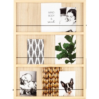 18" x 24" Wood Tiered Collage Memo Board Wall Organizer Natural - Gallery Solutions