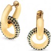Anna-Kaci Women's Gold Tone Hoop Earrings with Emerald Green Crystal Encrusted Accent Ring- Green - 2 of 3