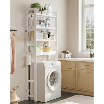 SONGMICS Over The Toilet Storage, 4-Tier Over Toilet Bathroom Organizer with Adjustable Shelf, Fit Most Toilets, Space-Saving