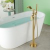 Cobbe Floor Standing Bathtub Faucet with Waterfall Swivel Spout and Handheld Shower Single Handle Freestanding Bathtub Fill Faucet Brushed Gold - 2 of 4