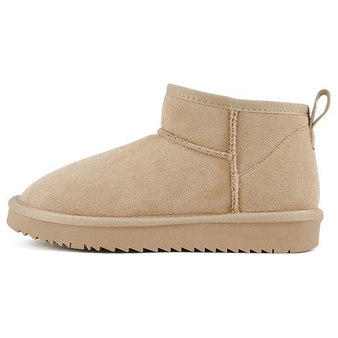 Soda Mutual Women s Faux Fur Mini Snow Ankle Boots Oatmeal Imitation Suede Size 7.5 Target