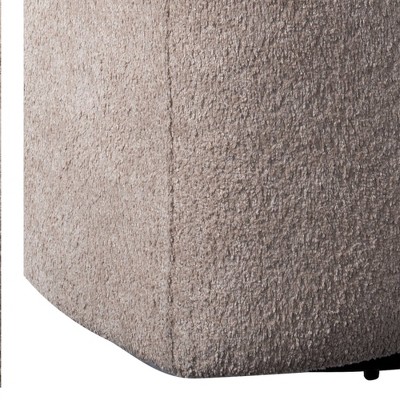 Beige Barrel Swivel Accent Chair with Wood Base