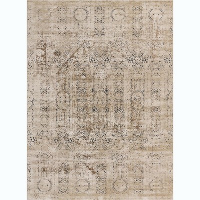 Chic Beige Synthetic 9' x 12' Easy-Care Rectangular Rug