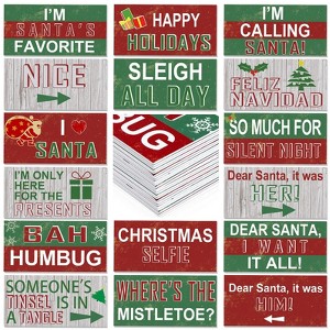 Aoibox 12 Pack Vintage Christmas Photo Booth Props 24 Double Sided Designs Waterproof PVC 11.02x5.51 in for Holiday Party - 1 of 4